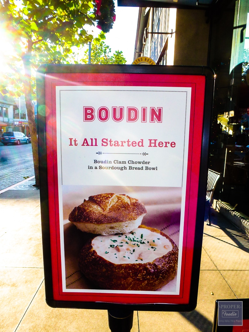 Boudin Clam Chowder in sourdough bread bowl Boudin Clam Chowder in sourdough bread bowl
