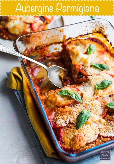 Italian aubergine parmigiana with crispy breadcrumbs and melted mozzarella Italian aubergine parmigiana with crispy breadcrumbs and melted mozzarella