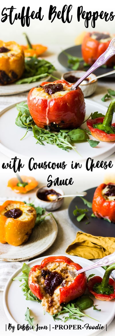 stuffed bell peppers with couscous in cheese sauce stuffed bell peppers with couscous in cheese sauce